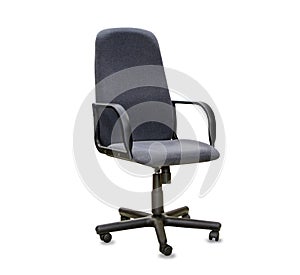 Office chair from gray cloth over white