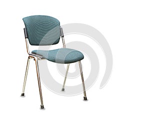 Office chair from green cloth. Isolated