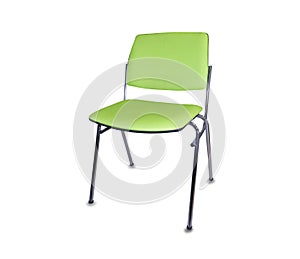 Office chair from green cloth. Isolated