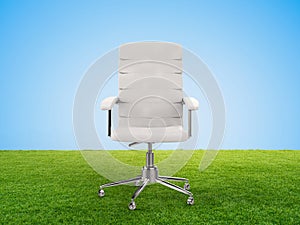 Office chair on green grass