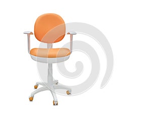 Office chair from orange cloth. Isolated over white