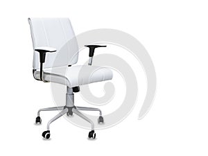 Office chair from white leather. Isolated over white