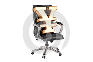 Office chair with yen or yuan symbol, business concept. 3D rendering