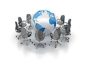 Office Chairs Meeting with Globe World