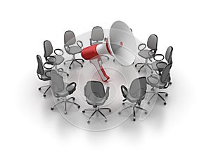 Office Chairs Meeting with Megaphone
