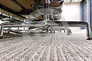 Office chairs view under desk table