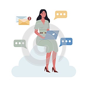 Office character and the cloud technology. Data information exchange