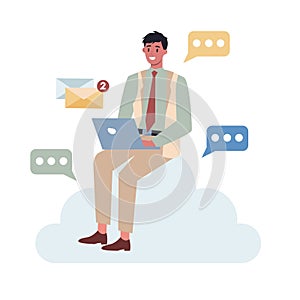 Office character and the cloud technology. Data information exchange