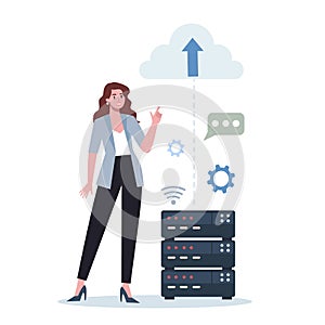 Office character and the cloud technology. Data information exchange