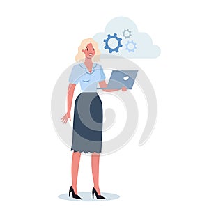Office character and the cloud technology. Data information exchange