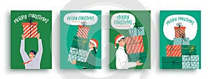 Office Christmas party invitation greeting card set