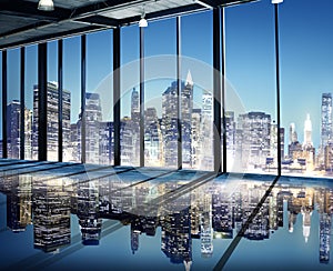 Office Cityscape Builidings Contemporary Interior Modern Concept