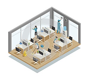 Office Cleaning Isometric Composition
