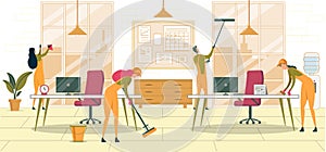 Office Cleaning Service Flat Vector Illustration