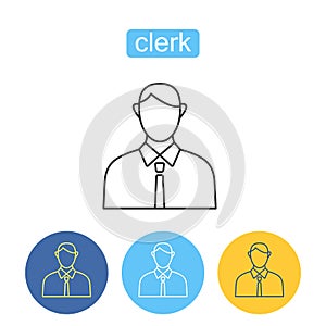 Office clerk outline icons set