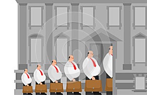 Office clerks go to work. Vector illustration