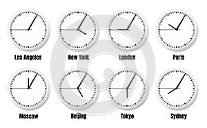 Office Clock Timezones Realistic Composition