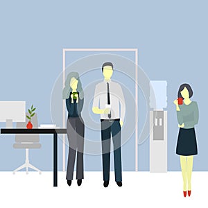 Business colleague having coffee break in the office.