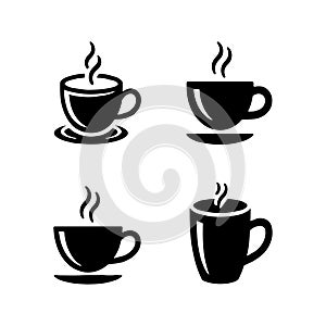 Office Coffee Mug Pause Solid Icons Set