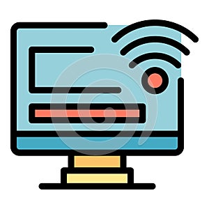 Office computer remote access icon color outline vector