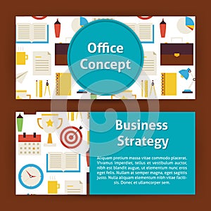 Office Concept and Business Strategy Modern Flat Style Vector Te