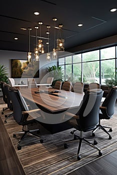 office conference room with large table and chairs