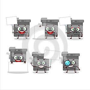 Office copier cartoon character bring information board