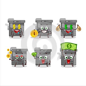 Office copier cartoon character with cute emoticon bring money