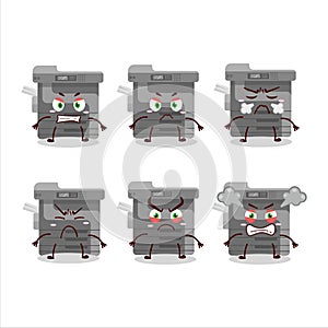 Office copier cartoon character with various angry expressions