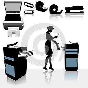Oficina fotocopiadoras mujer de negocios 
