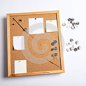 Office Corkboard with Blank Notes for Planning