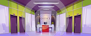 Office corridor interior with reception vector