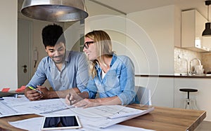 Office coworkers in business meeting discussing project plans