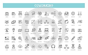 Office and coworking line icons collection