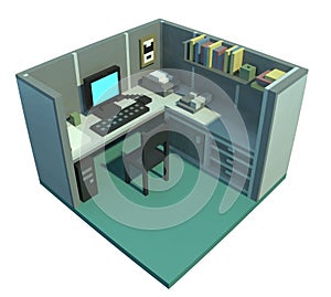 Office cubicle 3d art