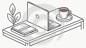 An office cubicle or workspace with a computer and desk partition vector design Generative AI