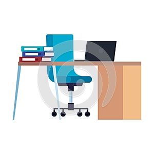 office desk and chair with laptop