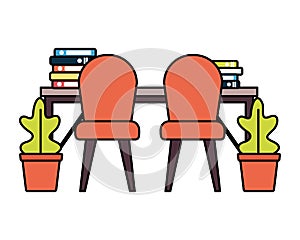 office desk chairs books