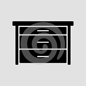 Office Desk Drawer Container Storage Solid Icon