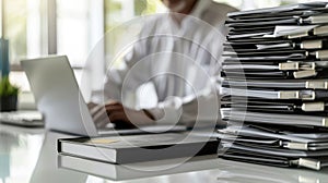 The office desk with files.AI generated image