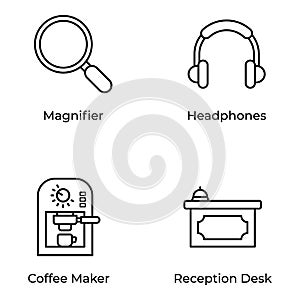 Office Desk line Icons Pack