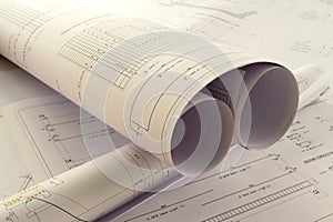 An office desk with the project papers