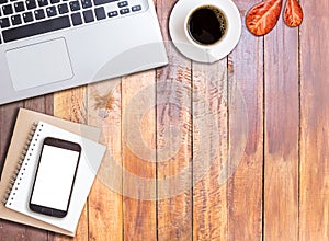 Office desk table with computer