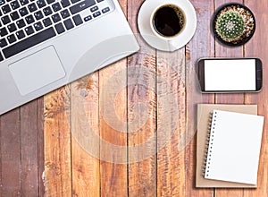 Office desk table with computer