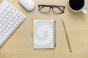 Office desk workspace and table background photo
