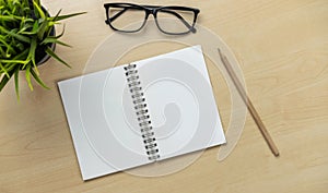 Office desk workspace and table background. photo