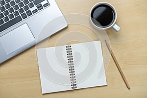 Office desk workspace and table background. photo