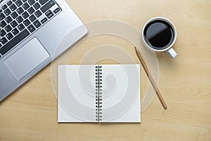 Office desk workspace and table background. photo