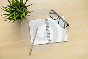 Office desk workspace and table background. photo