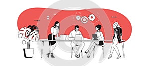 Office discussions. Workshop planning executive business office . Vector brainstorm illustrations